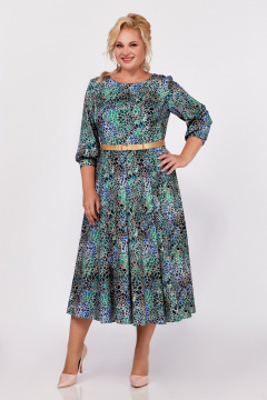 Платье-миди с расклешенной юбкой в мультиколор Swallow 778.1 - фото 1