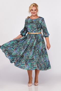 Платье-миди с расклешенной юбкой в мультиколор Swallow 778.1 - фото 2