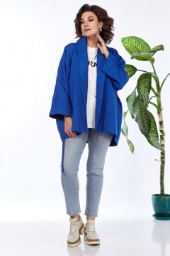 Демисезонная куртка оверсайз синяя для casual образа Anastasia 1147 индиго - фото 1