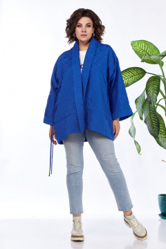 Демисезонная куртка оверсайз синяя для casual образа Anastasia 1147 индиго - фото 5