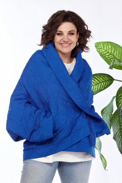 Демисезонная куртка оверсайз синяя для casual образа Anastasia 1147 индиго - фото 3