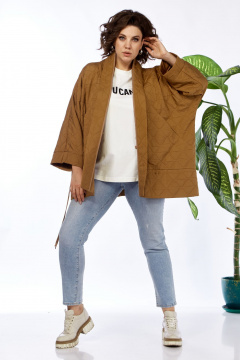 Двухсторонняя куртка оверсайз коричневая для city style Anastasia 1147 коньячный - фото 4