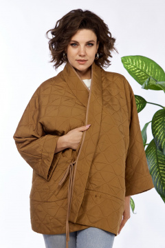 Двухсторонняя куртка оверсайз коричневая для city style Anastasia 1147 коньячный - фото 3