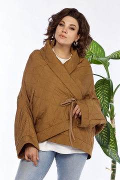 Двухсторонняя куртка оверсайз коричневая для city style Anastasia 1147 коньячный - фото 1