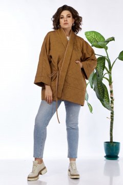 Двухсторонняя куртка оверсайз коричневая для city style Anastasia 1147 коньячный - фото 2