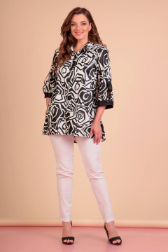 Белая и черная блуза и брюки из текстиля Liona Style 640 черный - фото 1