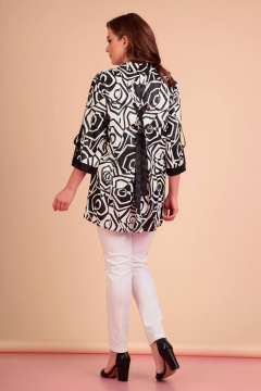 Белая и черная блуза и брюки из текстиля Liona Style 640 черный - фото 2