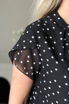 Черная шифоновая блузка с коротким рукавом LindaLux 812/1 горох_черный - фото 4