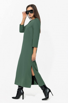 Платье миди с съемным галстуком из премиального трикотажа Gold Style 2669 светло-серо-зеленый - фото 5