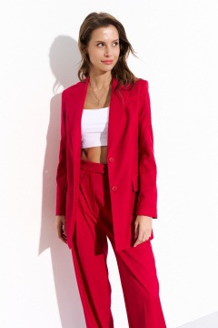 Жакет прямого силуэта с карманами и рельефами из текстиля Luitui R3012 красный - фото 4