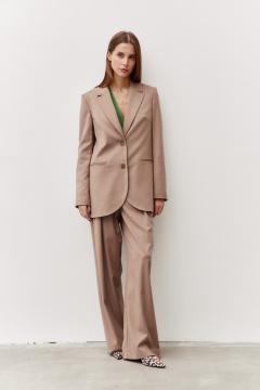 Жакет деловой классический из текстиля Luitui R3014 бежевый - фото 1