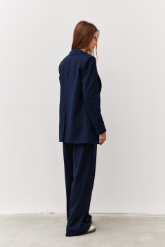 Жакет деловой из текстиля в стиле кэжуал Luitui R3014 темно-синий - фото 4