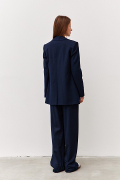 Жакет деловой из текстиля в стиле кэжуал Luitui R3014 темно-синий - фото 3