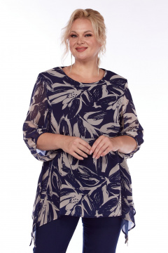 Блуза сводного кроя с шифоновой вставкой для круглогодия Элль-стиль 2263/7а - фото 3