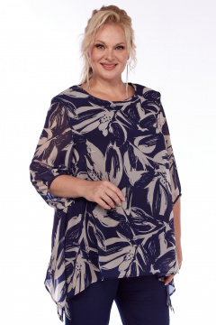 Блуза сводного кроя с шифоновой вставкой для круглогодия Элль-стиль 2263/7а - фото 1