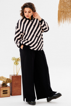 Костюм бежевый женский с жакетом и брюками Romanovich Style 2-2718 чёрный/беж - фото 4