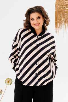 Костюм бежевый женский с жакетом и брюками Romanovich Style 2-2718 чёрный/беж - фото 3