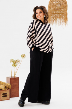 Костюм бежевый женский с жакетом и брюками Romanovich Style 2-2718 чёрный/беж - фото 2