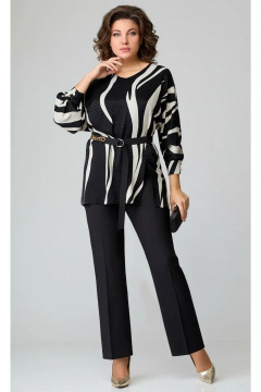 Блуза и брюки классический стиль для повседневной носки Мишель стиль 1091-1 черно-молочный - фото 1