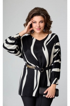 Блуза и брюки классический стиль для повседневной носки Мишель стиль 1091-1 черно-молочный - фото 5