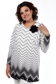 Миди-платье в стиле бохо с отрезной линией и сборками Abbi 4046 бело-черный - фото 5