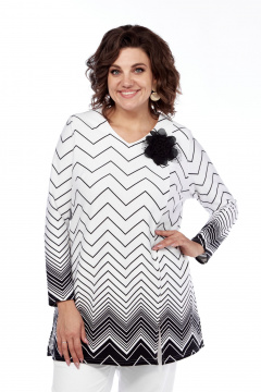 Миди-платье в стиле бохо с отрезной линией и сборками Abbi 4046 бело-черный - фото 4