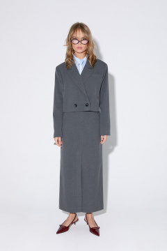 Костюм-двойка из оверсайз жакета и макси-юбки с разрезом PiRS 5358 графит - фото 1