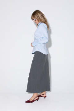 Комплект из приталенной хлопковой рубашки с галстуком и юбки PiRS 5360 голубой+графит - фото 3