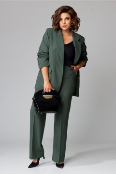 Брючный костюм женский в деловом стиле с эластичным поясом Aira Style 24-26 зеленый - фото 1