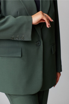 Брючный костюм женский в деловом стиле с эластичным поясом Aira Style 24-26 зеленый - фото 3