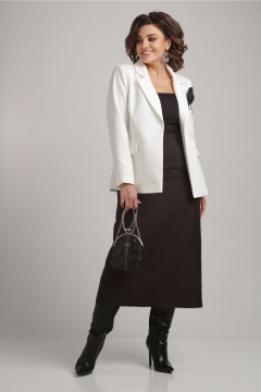 Двойной комплект из жакета и юбки Aira Style 24-19 молочный-черный - фото 1
