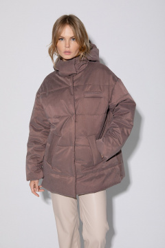 Стеганая оверсайз куртка с капюшоном и утеплителем PiRS 5381 какао - фото 1