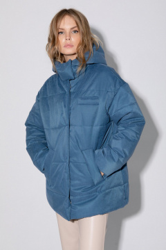 Демисезонная стеганая оверсайз куртка с капюшоном PiRS 5381 синий - фото 5