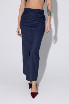 Костюм-двойка приталенного двубортного жакета и макси-юбки PiRS 5435 синий - фото 3