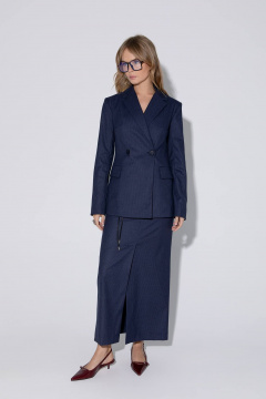 Костюм-двойка приталенного двубортного жакета и макси-юбки PiRS 5435 синий - фото 1