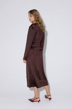 Миди-платье со шнуровкой из вискозы и трикотажа PiRS 5455 шоколадный - фото 2