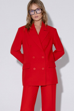 Костюм-двойка свободный жакет и брюки со стрелками PiRS 5473 красный - фото 4
