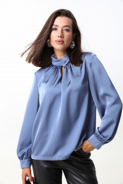 Демисезонная блуза из струящейся ткани с воротником-стойкой LM М93 - фото 3