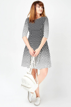 Платье с рельефами и встречными складками из текстиля La rouge 51351 черно-белый - фото 1