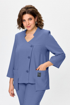 Демисезонный костюм из текстиля с асимметричным жакетом ALEZA 1211.1 синий_меланж - фото 2