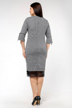 Платье полуприлегающего силуэта из трикотажа с кружевом La rouge 5278 гусиная-лапка - фото 3