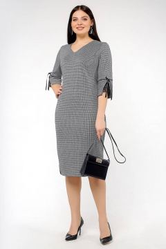 Платье полуприлегающего силуэта из трикотажа с кружевом La rouge 5278 гусиная-лапка - фото 1