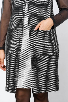 Сарафан трапециевидный с карманами из текстиля La rouge 5311 черно-белый - фото 5