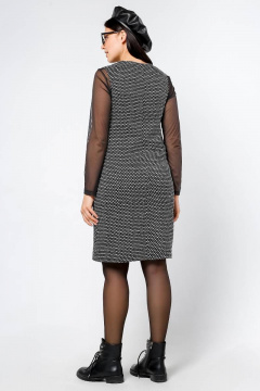 Сарафан трапециевидный с карманами из текстиля La rouge 5311 черно-белый - фото 3