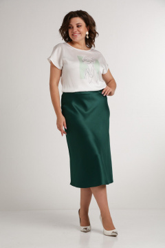 Зеленая юбка из сатина по косой с молнией сбоку Takka Plus 24-236 - фото 5