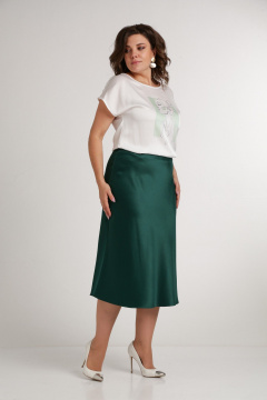 Зеленая юбка из сатина по косой с молнией сбоку Takka Plus 24-236 - фото 2