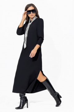 Платье миди в стиле бохо с нагрудными вытачками и карманами Gold Style 2669 черный - фото 1