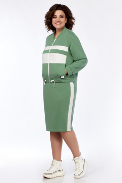 Спортивный костюм из трикотажа и плащевки жакет и юбка БагираАнТа 976 - фото 2