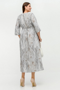 Платье с подрезом под грудью и завязками на боках La rouge 5471 серо-бежевый-набивной - фото 4