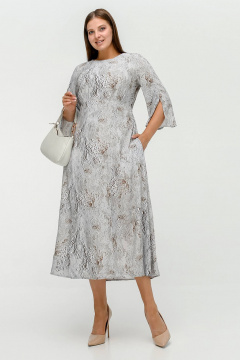 Платье с подрезом под грудью и завязками на боках La rouge 5471 серо-бежевый-набивной - фото 1